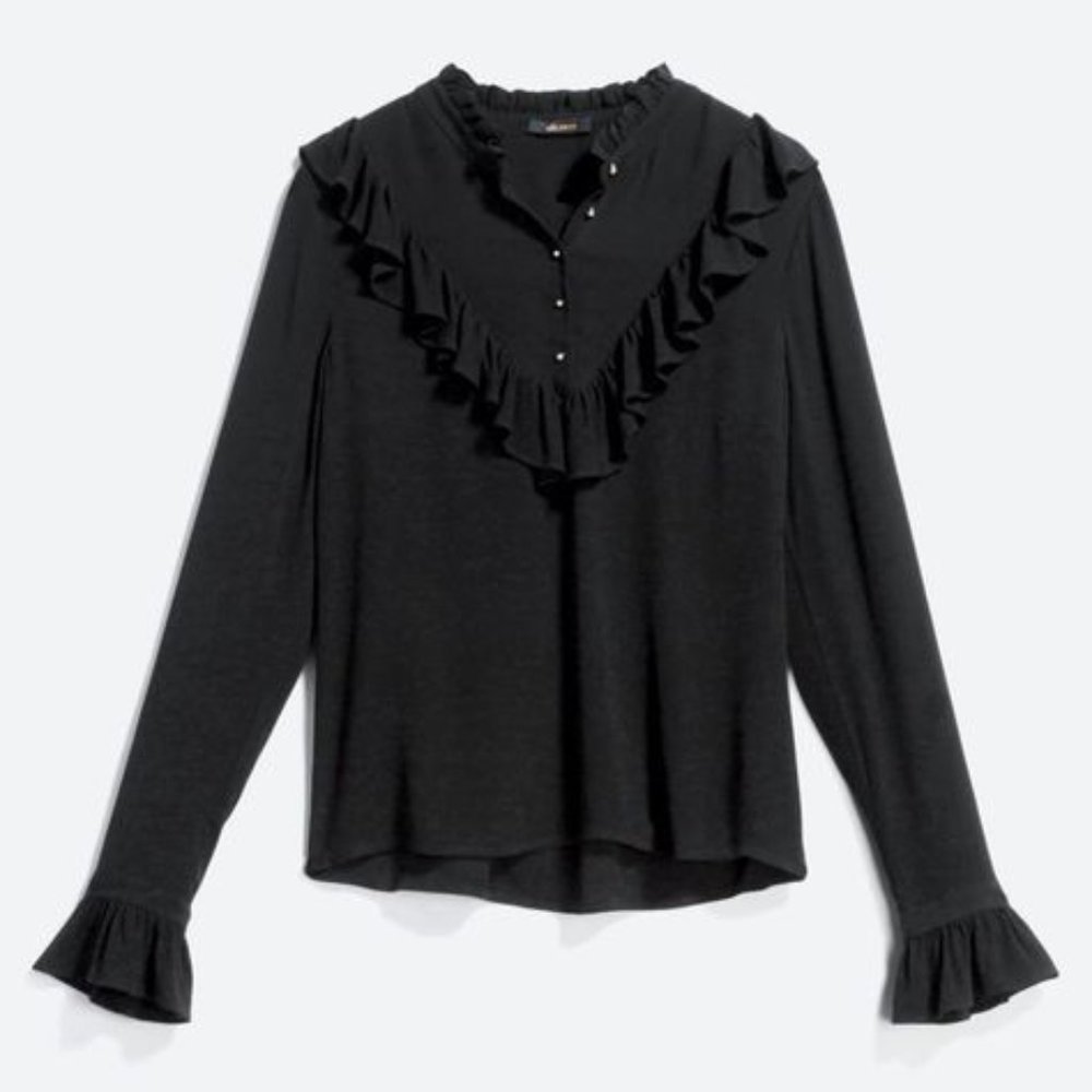 Ella Moss Eliza Ruffle Top Black Size S